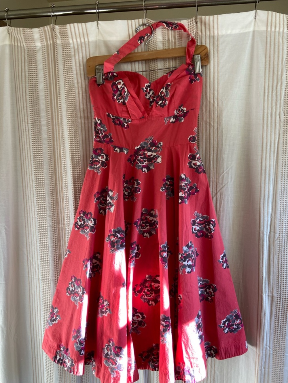 Anthro Strapless 50s Retro Fit & Flare Dress Full Skirt Halter Option